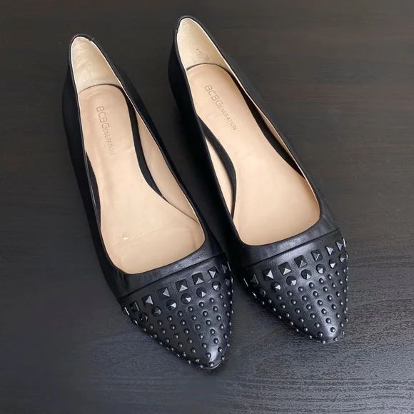 BCBGeneration - Zeleni Black Studded Leather Flats - size 7.5 B - Picture 12 of 12